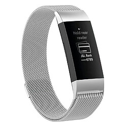 Wewoo Bracelet pour montre connectée Dragonne magnétique en acier inoxydable FITBIT Charge 3Taille Petite187x18mm Argent 