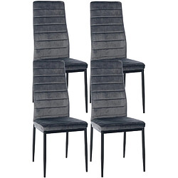 Decoshop26 Lot de 4 chaises de salle à manger design simple en tissu velours avec couture gris cadre en métal noir CDS10403