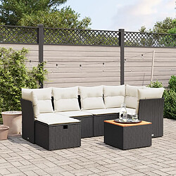 Maison Chic Ensemble Tables et chaises d'extérieur 7pcs avec coussins,Salon de jardin noir résine tressée -GKD769652