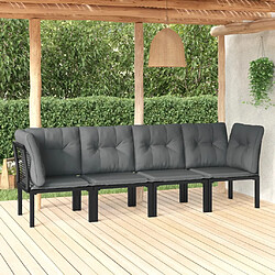 vidaXL Salon de jardin 4 pcs noir et gris résine tressée