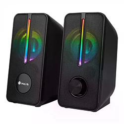 NGS GSX-150: Système d'enceintes 2.0 Éclairage LED RGB, 12 W, Alimentation USB avec câble de 3,5 mm, pour PC et Ordinateur Portable