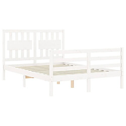 Maison Chic Cadre/structure de lit avec tête de lit pour adulte - Lit Moderne Chambre blanc double bois massif -MN27769 pas cher