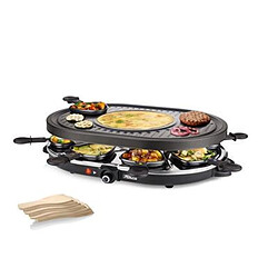 Princess Appareil à Raclette Gril Party ovale pour 8 personnes 1200W noir