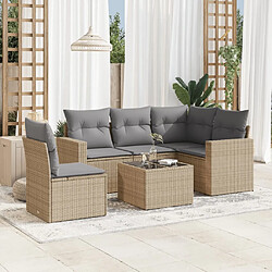 vidaXL Salon de jardin avec coussins 6 pcs beige résine tressée 