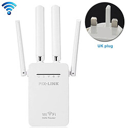 Wewoo Routeur sans fil Répéteur de WiFi intelligent avec 4 antennes WiFispécification de prise britannique blanc