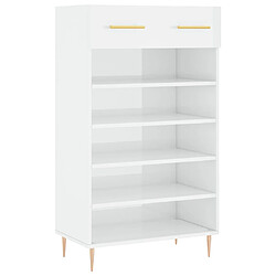 Maison Chic Armoire à chaussure,Meuble à Chaussures Blanc brillant 60x35x105 cm Bois ingénierie -MN44205