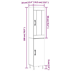 vidaXL Buffet haut Chêne marron 34,5x34x180 cm Bois d'ingénierie pas cher