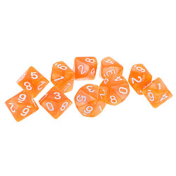 Avis 20pcs Dés Numérique Polyédrique en Acrylique 10 Faces D & D Dice D10, Jeu de Dés, 16mm, Rose et Orange