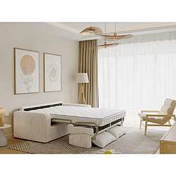 Acheter Vente-Unique Canapé 3 places convertible express en velours côtelé beige - Couchage 140 cm - Matelas 18 cm - BEVIS