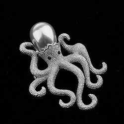 Unique Broche Octopus Mesdames Style rétro Simulé Perle Broches Argent pas cher