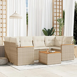 Maison Chic Salon de jardin avec coussins 7 pcs, Ensemble Tables et chaises de jardin, beige résine tressée -GKD358947