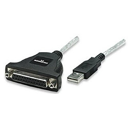 Avis Manhattan 336581 adaptateur et connecteur de câbles 1x USB A 1x DB-25 Noir, Argent