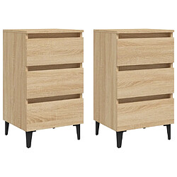 vidaXL Tables de chevet pieds en métal 2 pcs chêne sonoma 40x35x69 cm