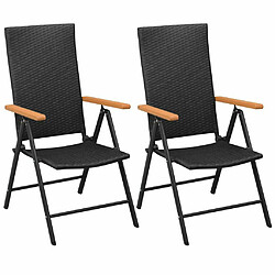 Maison Chic Lot de 2 Chaises empilables de jardin - Fauteuil d'extérieur Résine tressée Noir -MN98031