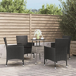 Maison Chic Ensemble de bistro 5 pcs coussins,Table + chaises + coussins de jardin noir poly rotin -GKD641263