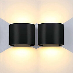 Stoex Lot de 2 Applique Led Mural 12W Moderne Noir Lampe Up Down Design pour Salon Chambre Couloir (Blanc Chaud ) 