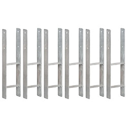 vidaXL Piquets de clôture 6 pcs Argenté 14x6x60 cm Acier galvanisé 