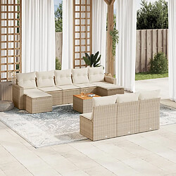 vidaXL Salon de jardin 11 pcs avec coussins beige résine tressée 