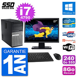 PC Tour Dell 9020 Ecran 27" Intel Core i7-4790 RAM 8Go SSD 240Go Windows 10 Wifi · Occasion 