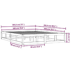 vidaXL Cadre de lit sans matelas 180x200 cm bois massif pas cher