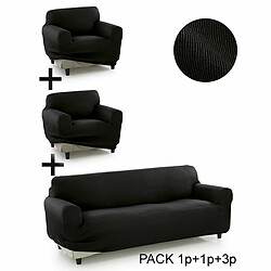 Housse de canapé Sofakover Pocket Trio Romeo 3 Unités - Noir