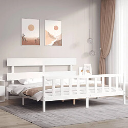 Maison Chic Lit Super King - Cadre de lit avec tête de lit blanc bois massif -MN16549