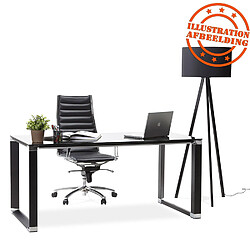 Alterego Bureau de direction droit design 'XLINE' en verre noir - 160x80 cm