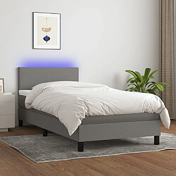 vidaXL Sommier à lattes de lit et matelas et LED Gris foncé 100x200 cm 