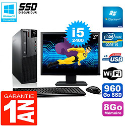 PC Lenovo M92p SFF Ecran 27" Core I5-2400 8Go Disque 960Go SSD Wifi W7 - Occasion