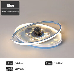 Acheter Universal Lampe ventilateur de plafond de 55 cm, 220V éclat tricolore 57W maison chambre à coucher lampe ventilateur de plafond de dessin animé lustre intégré, bleu(Bleu)