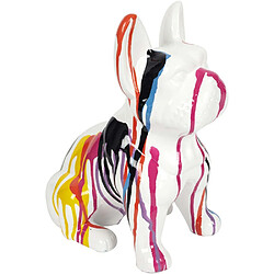 The Home Deco Factory Bouledogue en céramique assis 30 cm multicolore. Bouledogue en céramique assis 30 cm multicolore