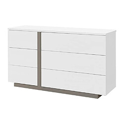 Vente-Unique Commode NAPOLI - 6 tiroirs - Blanc et taupe