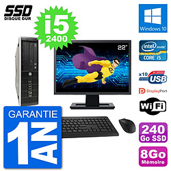 PC HP Compaq Pro 6300 SFF Ecran 22" i5-2400 RAM 8Go SSD 240Go Windows 10 Wifi - Occasion