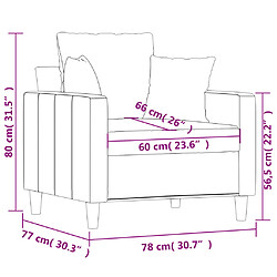 vidaXL Fauteuil Bleu 60 cm Velours pas cher