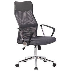 Decoshop26 Fauteuil de bureau sur roulettes forme ergonomique hauteur réglable pivotant en maille gris BUR10587