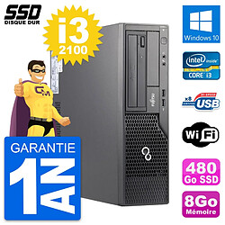 PC Fujitsu Esprimo E500 E85+ DT Intel i3-2100 RAM 8Go SSD 480Go Windows 10 Wifi · Occasion 