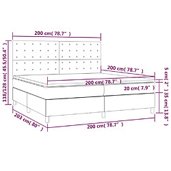 vidaXL Sommier à lattes de lit avec matelas Gris clair 200x200cm Tissu pas cher