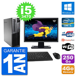 PC Lenovo M92p SFF Ecran 19" Intel i5-3470 RAM 4Go Disque 250Go Windows 10 Wifi - Occasion