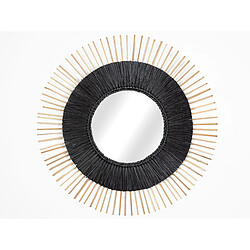 Miroir mural Romimex Noir Naturel Fibre végétale 70 x 70 x 3 cm Rond