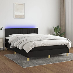 Vidaxl Sommier à lattes de lit avec matelas LED Noir 140x190 cm Tissu