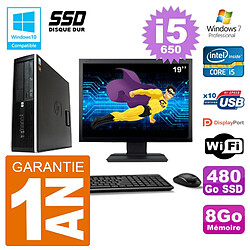 PC HP Compaq 8100 SFF Ecran 19" i5-650 RAM 8Go SSD 480Go Graveur DVD Wifi W7 · Occasion 