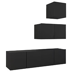 Maison Chic Ensemble de meubles TV 4 pcs | Banc TV Moderne pour salon | Meuble de Rangement - Noir Aggloméré -MN40929