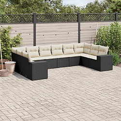 Maison Chic Salon de jardin 10 pcs avec coussins, Ensemble Tables et chaises d'extérieur noir résine tressée -GKD602023