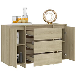 Avis Maison Chic Buffet commode,console avec 3 tiroirs pour rangement Chêne Sonoma 120x41x75 cm Aggloméré -MN30102