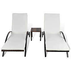 Avis Maison Chic Bain de soleil,Lot de 2 Chaises longues avec table Résine tressée Marron -GKD48741