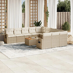 Maison Chic Salon de jardin avec coussins 12 pcs, Ensemble Tables et chaises de jardin, beige résine tressée -GKD797125