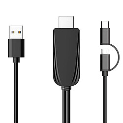 Type C/Micro USB à HDMI Câble Adaptateur 1080P HDMI Convertisseur pour Smartphone à TV/Projecteur/moniteur 2.0 Mètres