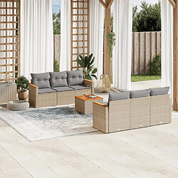 vidaXL Salon de jardin avec coussins 7 pcs beige résine tressée 