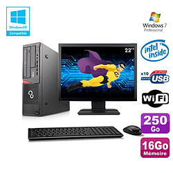 Lot PC Fujitsu E720 E85+ G3220 3GHz 16Go 250Go Graveur WIFI W7 + Ecran 22" - Occasion