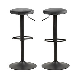 Mes Lot de 2 tabourets de bar 40x40x82 cm en tissur gris foncé et métal